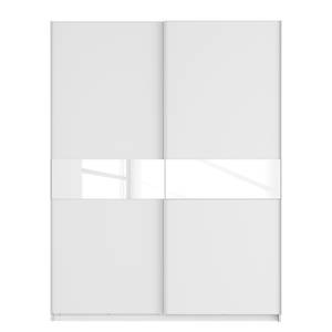 Schwebetürenschrank SKØP Alpinweiß / Glas Weiß - 181 x 236 cm - 2 Türen - Basic