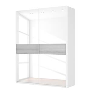 Schwebetürenschrank SKØP Alpinweiß / Glas Weiß - 181 x 236 cm - 2 Türen - Classic