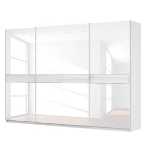 Armoire à portes coulissantes Skøp Blanc alpin / Verre blanc - 315 x 222 cm - 3 portes - Confort