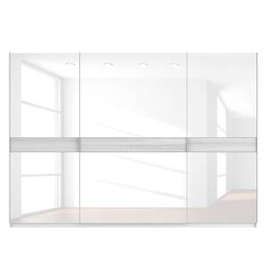 Zweefdeurkast Skøp alpinewit/wit glas - 315 x 236 cm - 3 deuren - Classic