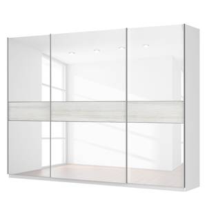 Schwebetürenschrank SKØP Alpinweiß / Glas Weiß - 315 x 236 cm - 3 Türen - Premium