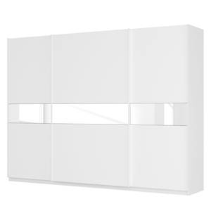 Armoire à portes coulissantes Skøp Blanc alpin / Verre blanc - 315 x 236 cm - 3 portes - Confort