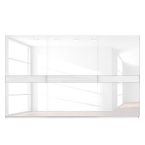 Armoire à portes coulissantes Skøp Blanc alpin / Verre blanc - 360 x 222 cm - 3 portes - Premium