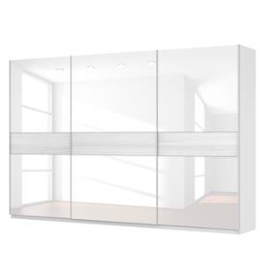 Schwebetürenschrank SKØP Alpinweiß / Glas Weiß - 360 x 236 cm - 3 Türen - Comfort