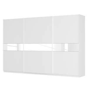 Armoire à portes coulissantes Skøp Blanc alpin / Verre blanc - 360 x 236 cm - 3 portes - Premium