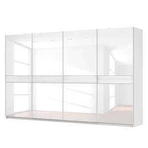 Armoire à portes coulissantes Skøp Blanc alpin / Verre blanc - 360 x 222 cm - 4 portes - Basic