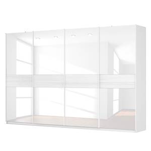 Armoire à portes coulissantes Skøp Blanc alpin / Verre blanc - 360 x 236 cm - 4 portes - Basic