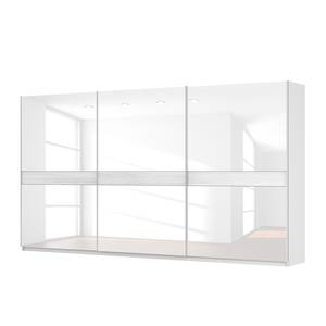 Armoire à portes coulissantes Skøp Blanc alpin / Verre blanc - 405 x 222 cm - 3 portes - Confort