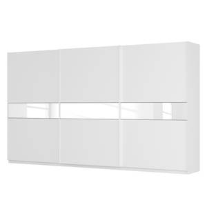 Armoire à portes coulissantes Skøp Blanc alpin / Verre blanc - 405 x 236 cm - 3 portes - Confort