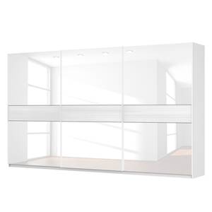 Armoire à portes coulissantes Skøp Blanc alpin / Verre blanc - 405 x 236 cm - 3 portes - Premium