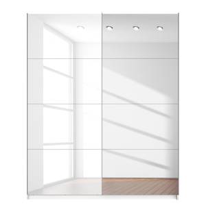 Schwebetürenschrank SKØP Alpinweiß / Hochglanz Weiß Spiegelglas - 181 x 222 cm - 2 Türen - Basic