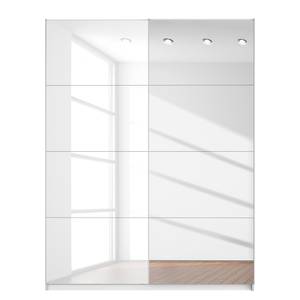 Schwebetürenschrank SKØP Alpinweiß / Hochglanz Weiß Spiegelglas - 181 x 236 cm - 2 Türen - Comfort