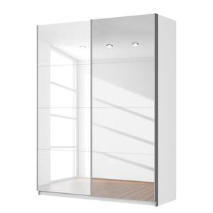 Schwebetürenschrank SKØP Alpinweiß / Hochglanz Weiß Spiegelglas - 181 x 236 cm - 2 Türen - Comfort