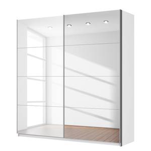 Schwebetürenschrank SKØP Alpinweiß / Hochglanz Weiß Spiegelglas - 225 x 236 cm - 2 Türen - Basic