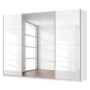 Schwebetürenschrank SKØP Alpinweiß / Hochglanz Weiß Spiegelglas - 315 x 236 cm - 3 Türen - Premium