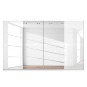 Schwebetürenschrank SKØP Alpinweiß / Hochglanz Weiß Spiegelglas - 360 x 222 cm - 4 Türen - Basic