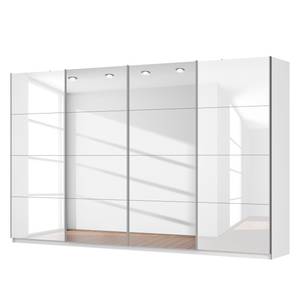 Schwebetürenschrank SKØP Alpinweiß / Hochglanz Weiß Spiegelglas - 360 x 222 cm - 4 Türen - Basic