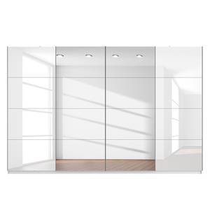 Schwebetürenschrank SKØP Alpinweiß / Hochglanz Weiß Spiegelglas - 360 x 236 cm - 4 Türen - Classic