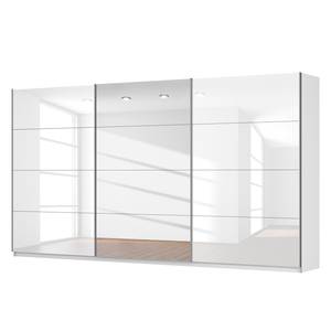 Schwebetürenschrank SKØP Alpinweiß / Hochglanz Weiß Spiegelglas - 405 x 222 cm - 3 Türen - Basic