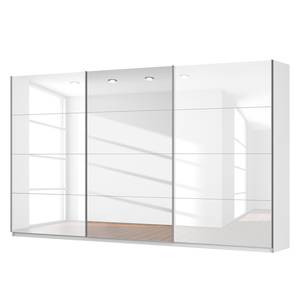 Schwebetürenschrank SKØP Alpinweiß / Hochglanz Weiß Spiegelglas - 405 x 236 cm - 3 Türen - Basic