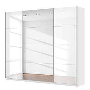 Schwebetürenschrank SKØP Alpinweiß / Hochglanz Weiß Spiegelglas - 270 x 236 cm - 3 Türen - Classic