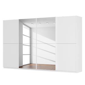 Schwebetürenschrank SKØP Alpinweiß / Mattglas Weiß Spiegelglas - 360 x 222 cm - 4 Türen - Comfort