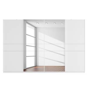 Schwebetürenschrank SKØP Alpinweiß / Mattglas Weiß Spiegelglas - 360 x 236 cm - 4 Türen - Premium