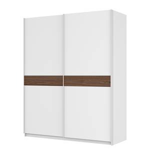 Schwebetürenschrank SKØP Alpinweiß / Nussbaum Royal Dekor - 181 x 222 cm - 2 Türen - Basic