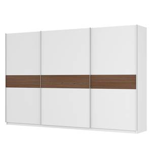 Schwebetürenschrank SKØP Alpinweiß / Nussbaum Dekor - 360 x 236 cm - 3 Türen - Basic