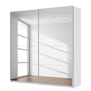 Schwebetürenschrank SKØP Alpinweiß / Spiegelglas - 225 x 236 cm - 2 Türen - Comfort