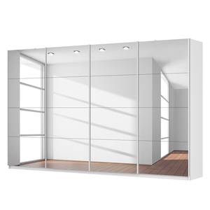 Schwebetürenschrank SKØP Alpinweiß / Spiegelglas - 360 x 222 cm - 4 Türen - Premium