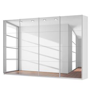 Schwebetürenschrank SKØP Alpinweiß / Spiegelglas - 360 x 236 cm - 4 Türen - Premium