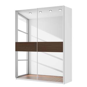 Armoire à portes coulissantes Skøp Blanc alpin / Imitation noyer Miroir en verre - 181 x 236 cm - 2 porte - Confort