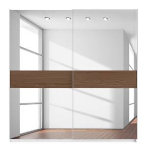 Schwebetürenschrank SKØP Alpinweiß / Spiegelglas / Nussbaum Royal Dekor - 225 x 236 cm - 2 Türen - Basic