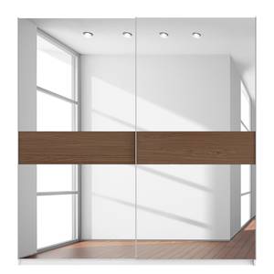 Schwebetürenschrank SKØP Alpinweiß / Spiegelglas / Nussbaum Royal Dekor - 225 x 236 cm - 2 Türen - Premium