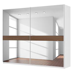 Armoire à portes coulissantes Skøp Blanc alpin / Imitation noyer Miroir en verre - 270 x 222 cm - 2 porte - Confort