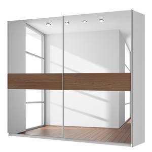 Schwebetürenschrank SKØP Alpinweiß / Spiegelglas / Nussbaum Royal Dekor - 270 x 236 cm - 2 Türen - Classic