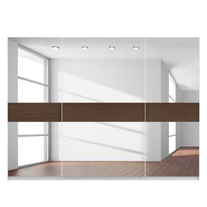 Schwebetürenschrank SKØP Alpinweiß / Spiegelglas / Nussbaum Royal Dekor - 315 x 236 cm - 3 Türen - Basic