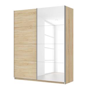 Armoire à portes coulissantes Skøp Imitation chêne de Sonoma / Blanc brillant - 181 x 222 cm - 2 porte - Confort