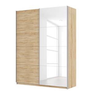 Schwebetürenschrank SKØP Eiche Sonoma Dekor / Hochglanz Weiß - 181 x 236 cm - 2 Türen - Basic