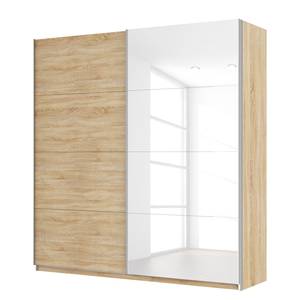 Armoire à portes coulissantes Skøp Imitation chêne de Sonoma / Blanc brillant - 225 x 236 cm - 2 porte - Confort