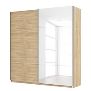 Armoire à portes coulissantes Skøp Imitation chêne de Sonoma / Blanc brillant - 225 x 236 cm - 2 porte - Premium
