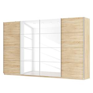 Armoire à portes coulissantes Skøp Imitation chêne de Sonoma / Blanc brillant - 360 x 222 cm - 4 portes - Confort