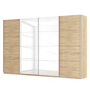 Schwebetürenschrank SKØP Eiche Sonoma Dekor / Hochglanz Weiß - 360 x 236 cm - 4 Türen - Basic