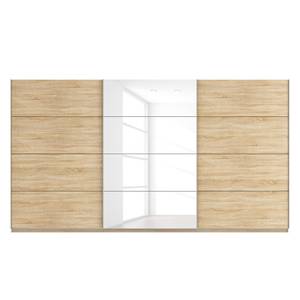 Schwebetürenschrank SKØP Eiche Sonoma Dekor / Hochglanz Weiß - 405 x 222 cm - 3 Türen - Premium