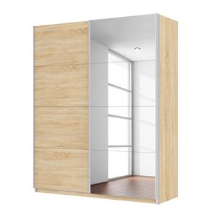 Schwebetürenschrank SKØP Eiche Sonoma Dekor / Spiegelglas - 181 x 222 cm - 2 Türen - Premium