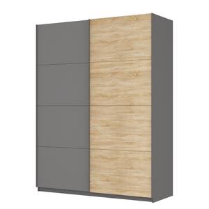 Schwebetürenschrank SKØP Graphit / Eiche Sonoma Dekor - 181 x 236 cm - 2 Türen - Classic