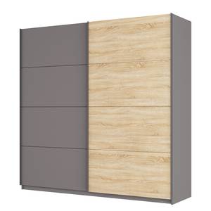 Armoire à portes coulissantes Skøp Gris graphite / Imitation chêne de Sonoma - 225 x 222 cm - 2 porte - Confort