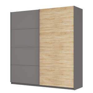 Schwebetürenschrank SKØP Graphit / Eiche Sonoma Dekor - 225 x 236 cm - 2 Türen - Basic