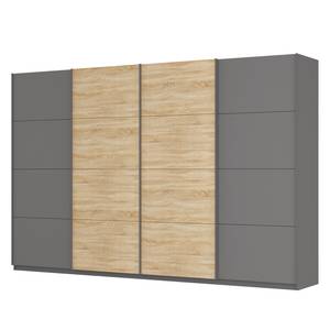 Armoire à portes coulissantes Skøp Gris graphite / Imitation chêne de Sonoma - 360 x 236 cm - 4 portes - Confort